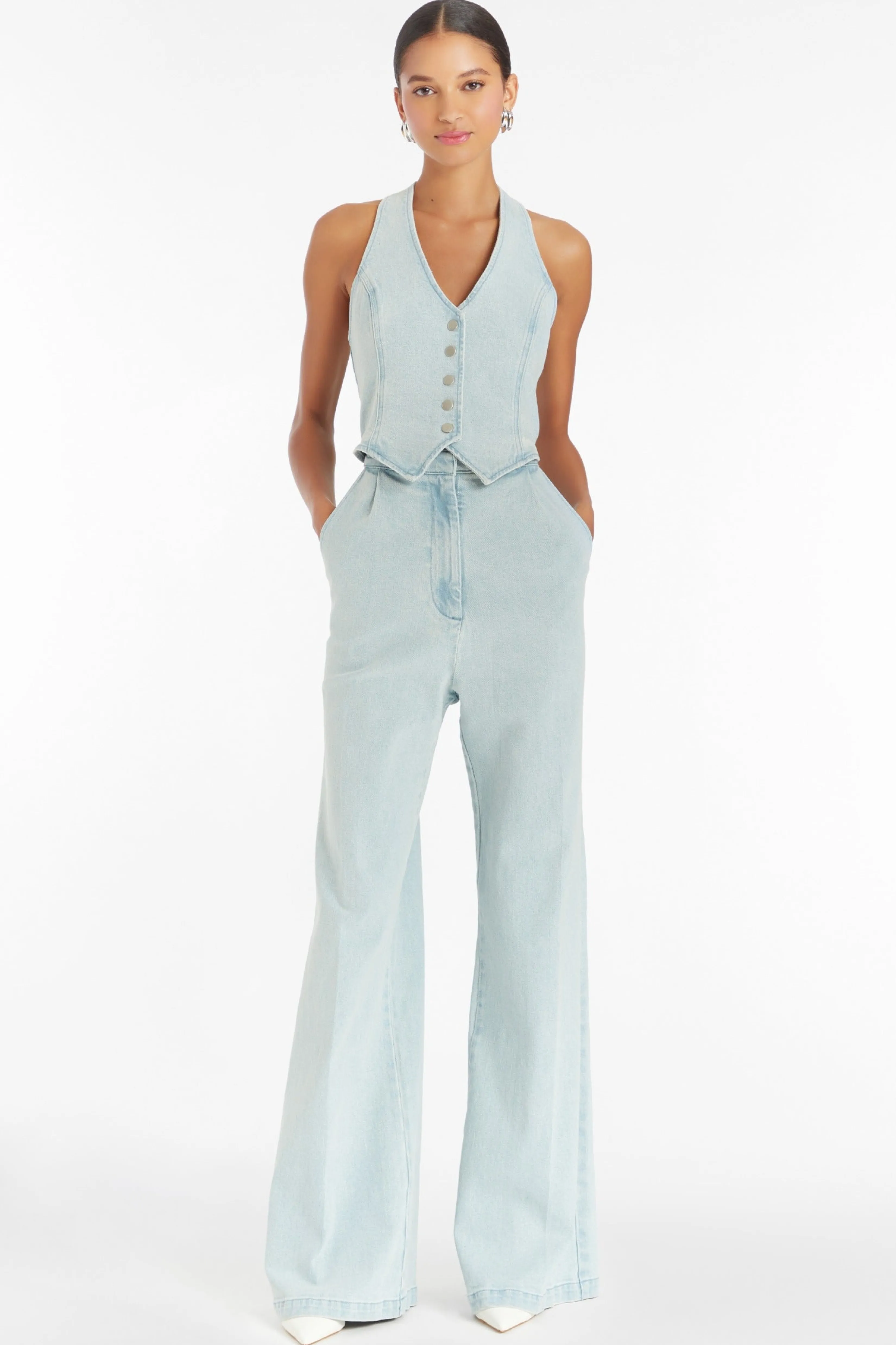 Flash Sale Amanda Uprichard Ethan Denim Jumpsuit Iceberg