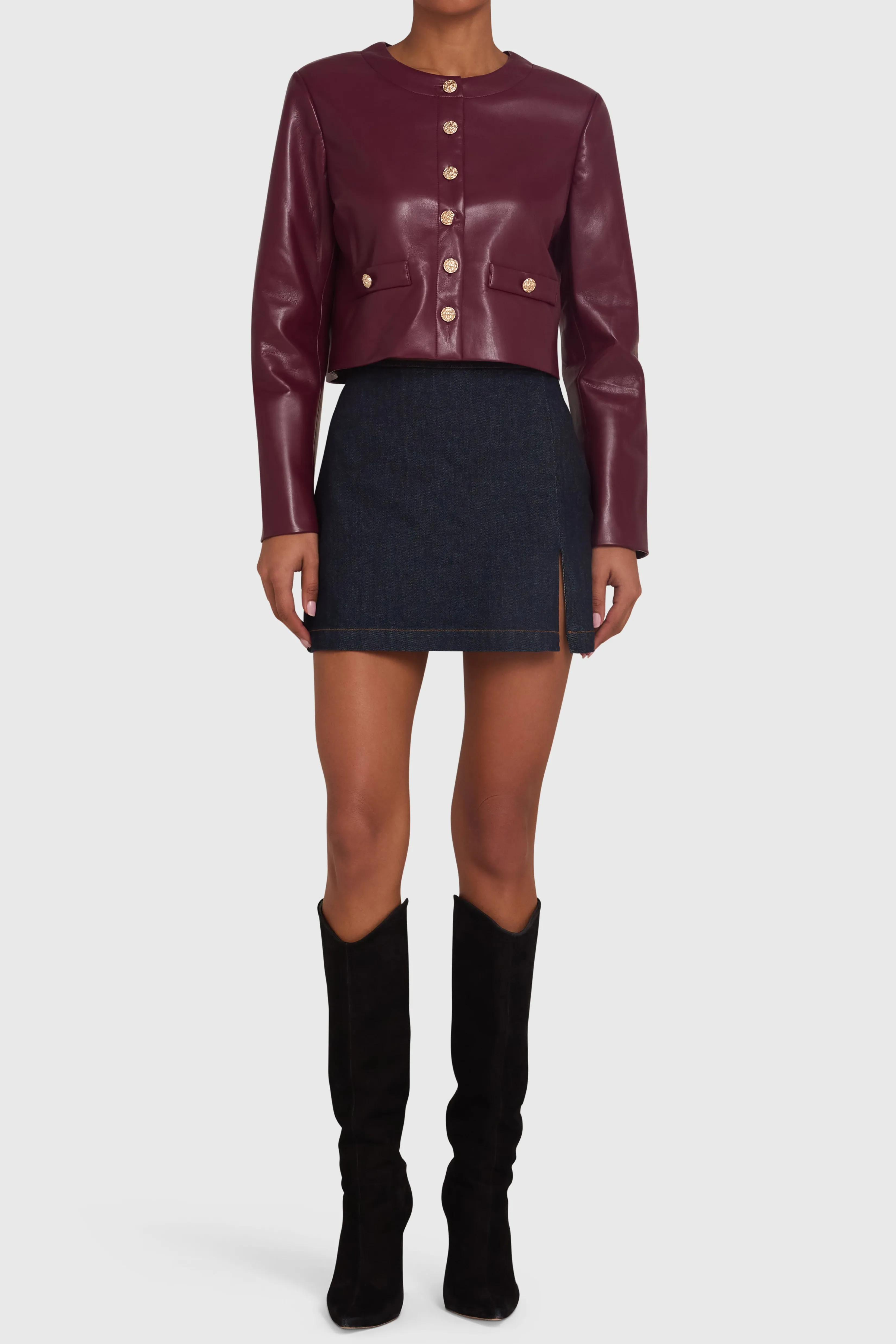Outlet Amanda Uprichard Long Sleeve Braswell Jacket Burgundy